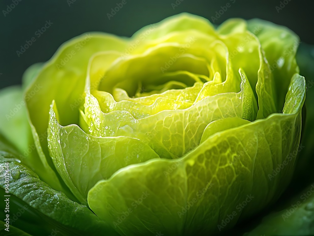 Wall mural realistic green rose bud: a close-up photo of delicate beauty