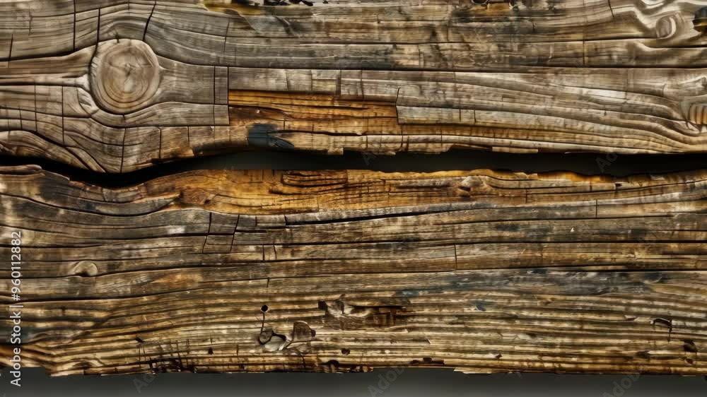 Aufkleber exploring the intricate textures of weathered wooden planks in a rustic setting