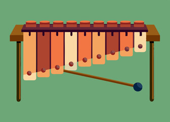 Illustration of typical marimba percussion instrument 
