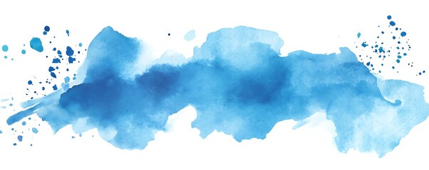 Obraz premium Abstract Blue Watercolor Wash with Splashes