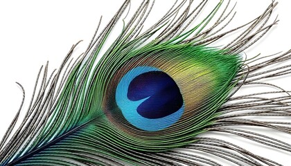 Fototapeta premium Peacock feather isolated on a white background