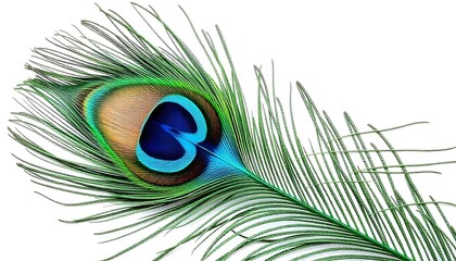 Obraz premium Peacock feather isolated on a white background