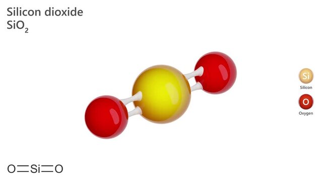 Animated 3D model of a molecule SILICON DIOXIDE SiO2. white background. 3d render 