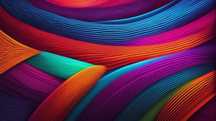 Naklejka premium Abstract background with vibrant wavy stripes in shades of red, orange, yellow, green, blue, purple, and pink.