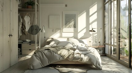 Scandinavian bedroom with neutral tones 