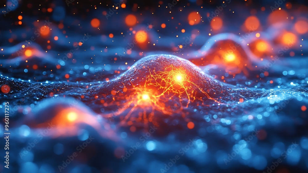 Canvas Prints closeup of an optogenetic experiment with neurons being stimulated by targeted light pulses