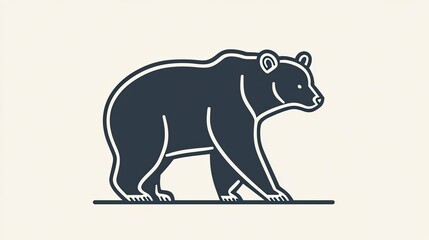 Line icon of a bear, representing power and nature with a simple, clean style.