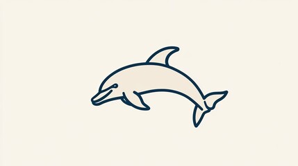 Obraz premium Line icon of a dolphin, symbolizing grace and playfulness in a minimalist style.