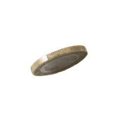 euro coin side view isolated in white