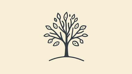 Obraz premium Minimalist line icon of a tree, representing nature and growth, in a simple design.