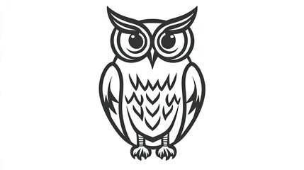 Fototapeta premium Outline of an owl, representing wisdom and mystery in a simple, clean design.