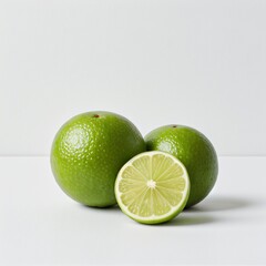 Fresh Limes on White Background