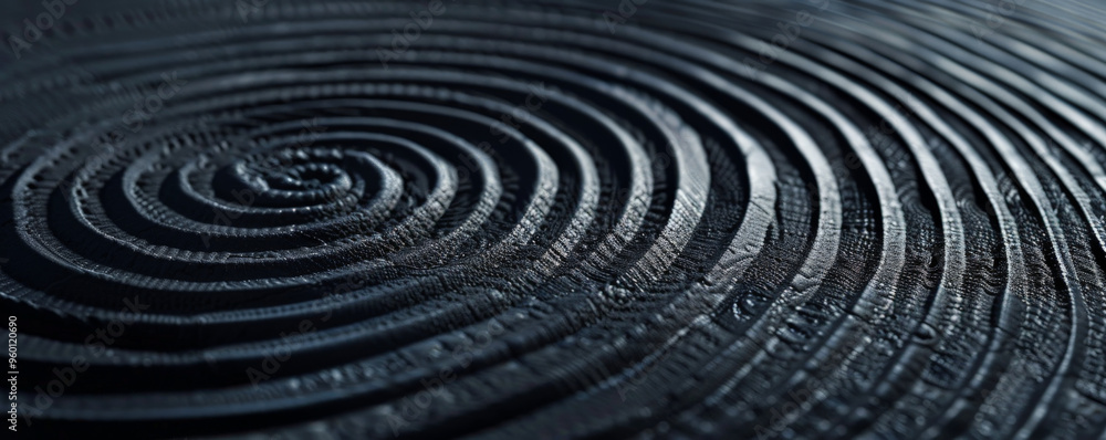 Poster a dark black textured surface with a series of concentric, raised circles. the texture creates a sen