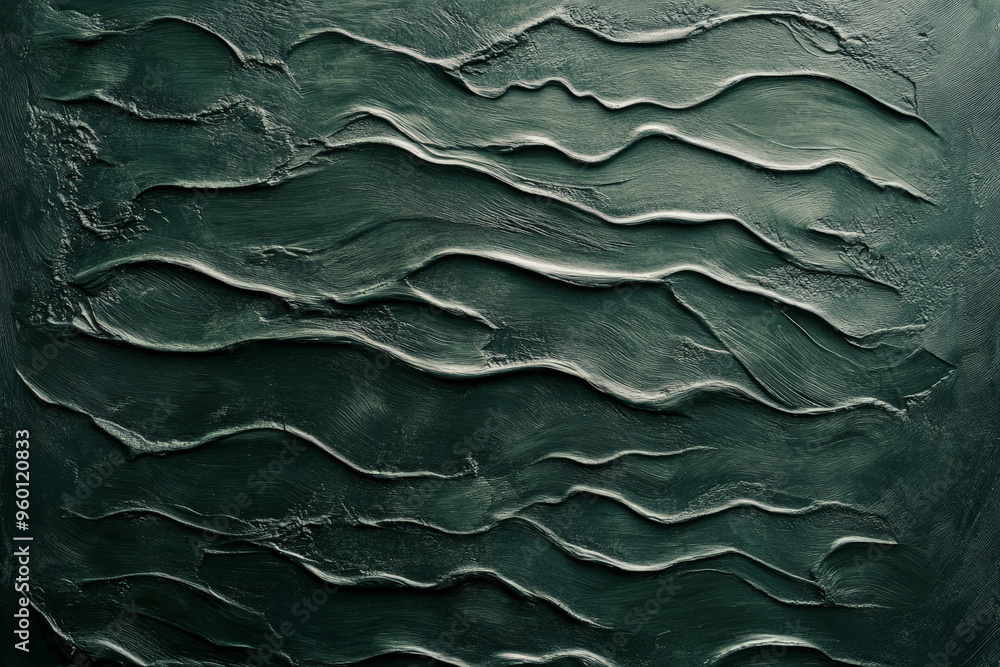 Poster a dark green textured surface with a soft, matte finish, complemented by fine, wave-like ripples tha