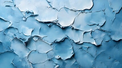 Obraz premium Pale blue textured wall, abstract plaster surface, thick impasto technique, rough paint strokes, layered acrylic texture, weathered appearance, 3D relief effect.