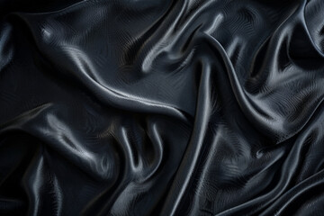 Obraz premium A dark black textured surface with a subtle, wavy pattern resembling dark silk. The texture creates a sense of fluidity and elegance.