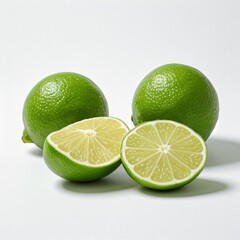 Fresh Limes on White Background