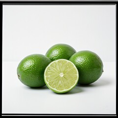 Fresh Limes on White Background