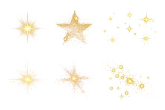 PNG sparkle star effect  set, transparent background