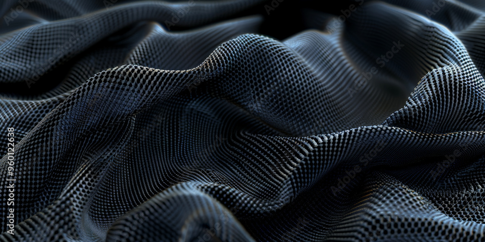 Poster a dark black textured surface with a series of fine, interlocking lines creating a mesh-like effect.