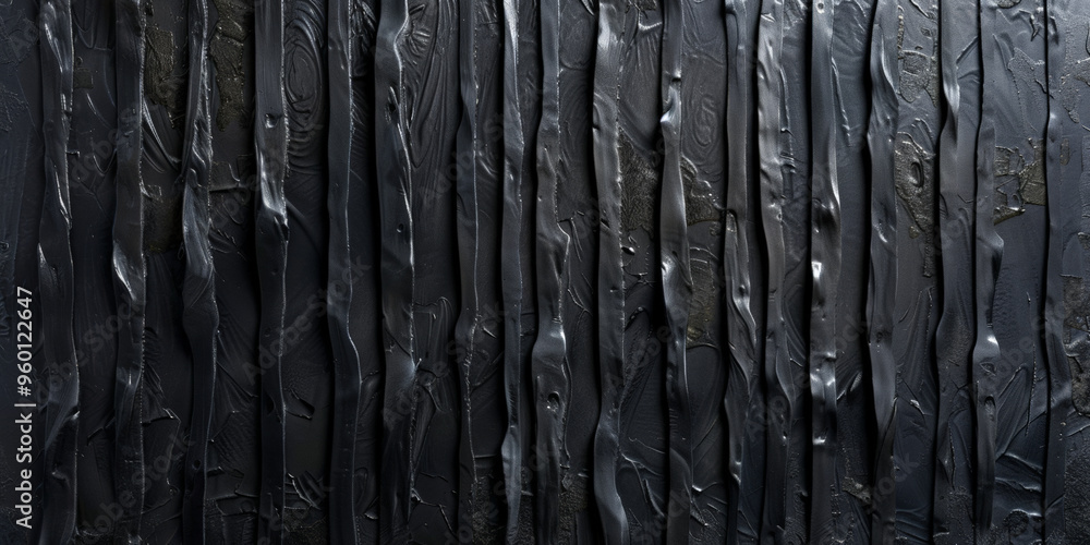 Aufkleber a dark black textured surface with a series of vertical grooves and ridges. the pattern creates a se
