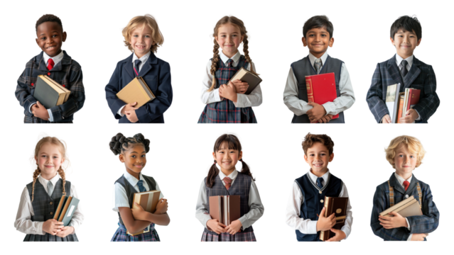 PNG diverse student set, transparent background - Powered by Adobe