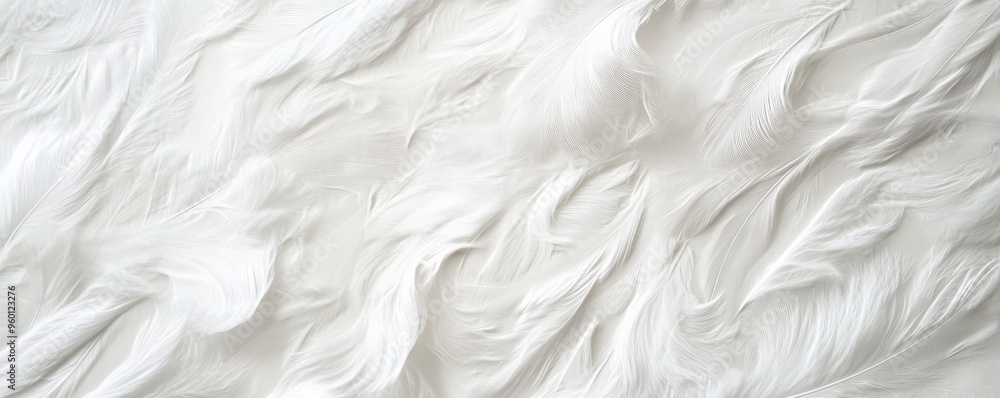 Poster a light white textured surface with a soft, feathery pattern, creating a delicate and airy aesthetic