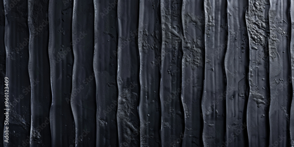 Aufkleber a dark black textured surface with a series of vertical grooves and ridges. the pattern creates a se