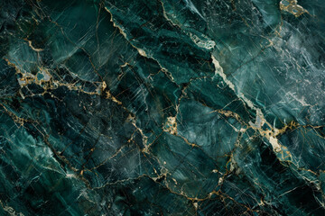 A deep emerald green textured stone surface with intricate veining and a polished finish. The rich color adds depth and elegance to the natural stone.