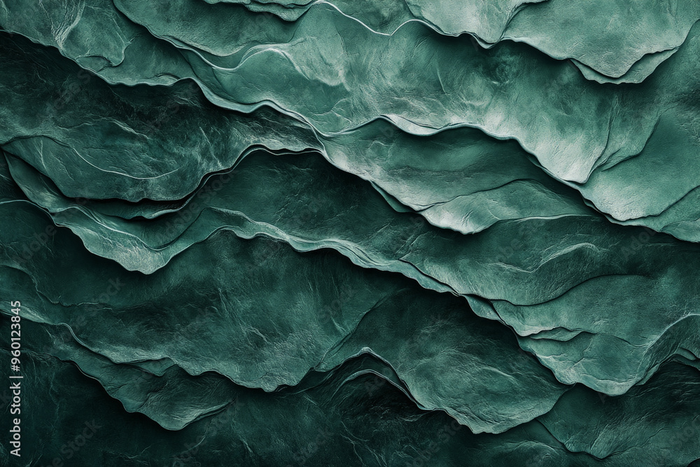 Poster a dark green textured surface with a soft, matte finish, complemented by fine, wave-like ripples tha