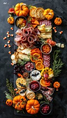 Halloween Charcuterie Board with Pumpkins