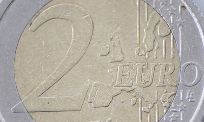 euro coin colse-up detailed