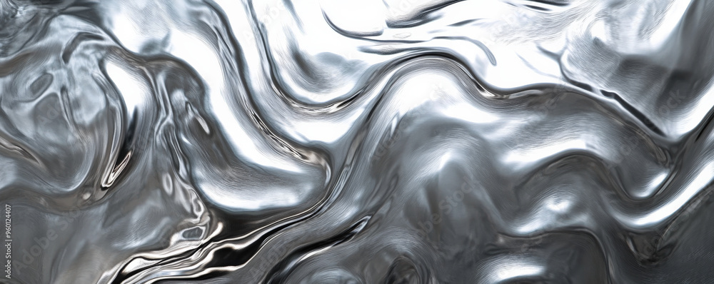 Poster a silver textured surface with a smooth, polished finish, highlighted by subtle, swirling patterns t