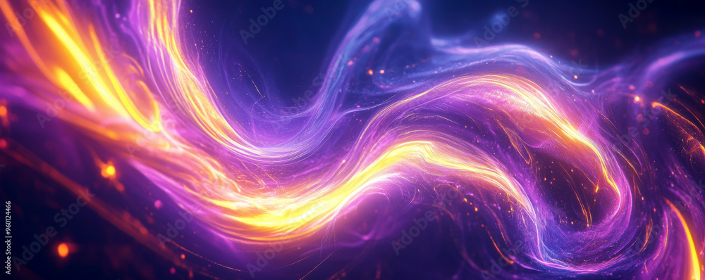 Aufkleber a neon lighting background with a swirl of neon yellow and purple light, creating a dynamic, fluid p