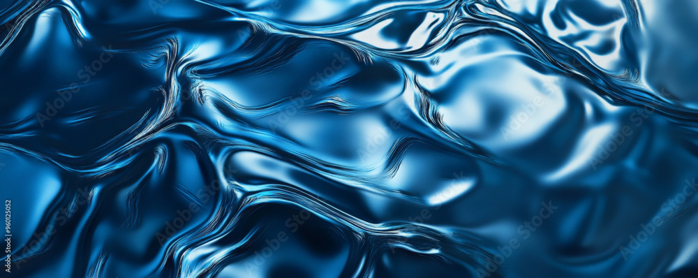 Poster a blue textured surface with a glossy, polished finish, featuring subtle, swirling patterns that ref