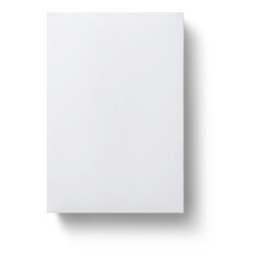 White cardboard box isolated on transparent background. stack of paper isolated. Blank paper brochure isolated on white, top view. Mockup for design.
