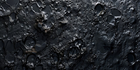 A dark black textured surface with a series of random, raised bumps resembling a lava flow. The texture adds an organic, dramatic effect.