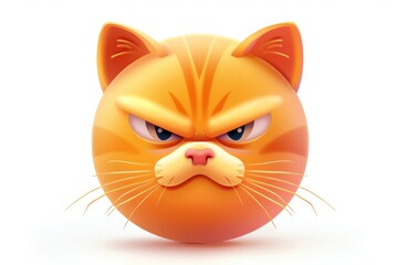 Pouting cat face emoji icon with a shiny  finish isolated on a white background