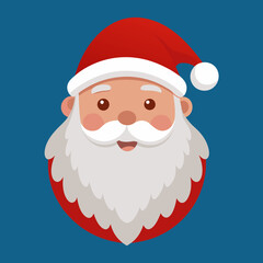 Cartoon illustration of Santa Clauss face on a blue background