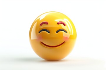 Relieved face emoji icon with a glossy  isolated on a white background