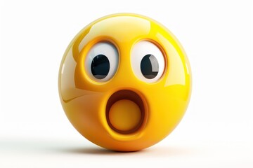 A shocked face emoji icon with a realistic texture and a glossy finish 