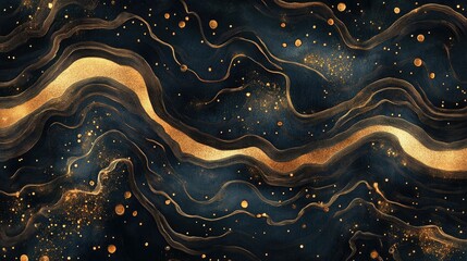 Obraz premium Abstract Swirls with Gold Glitter