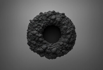 Black coal circle round isolated