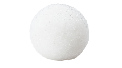 Crisp white snowball with glittering surface isolated on transparent background