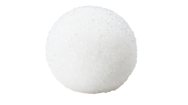 Crisp white snowball with glittering surface isolated on transparent background