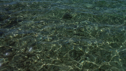 Obraz premium A serene image showcasing the clear, sparkling waters of the adriatic sea in porto cesareo, italy, puglia, highlighting the tranquil marine beauty of salento beaches.