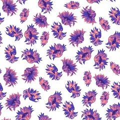 Illustration with seamless cute pattern with sunflowers