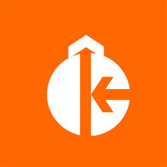 Shipping logo design. Simple abstract letter K illustration with arrow sign.