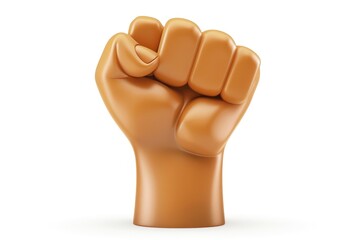 A raised fist emoji icon  glossy surface isolated on a white background