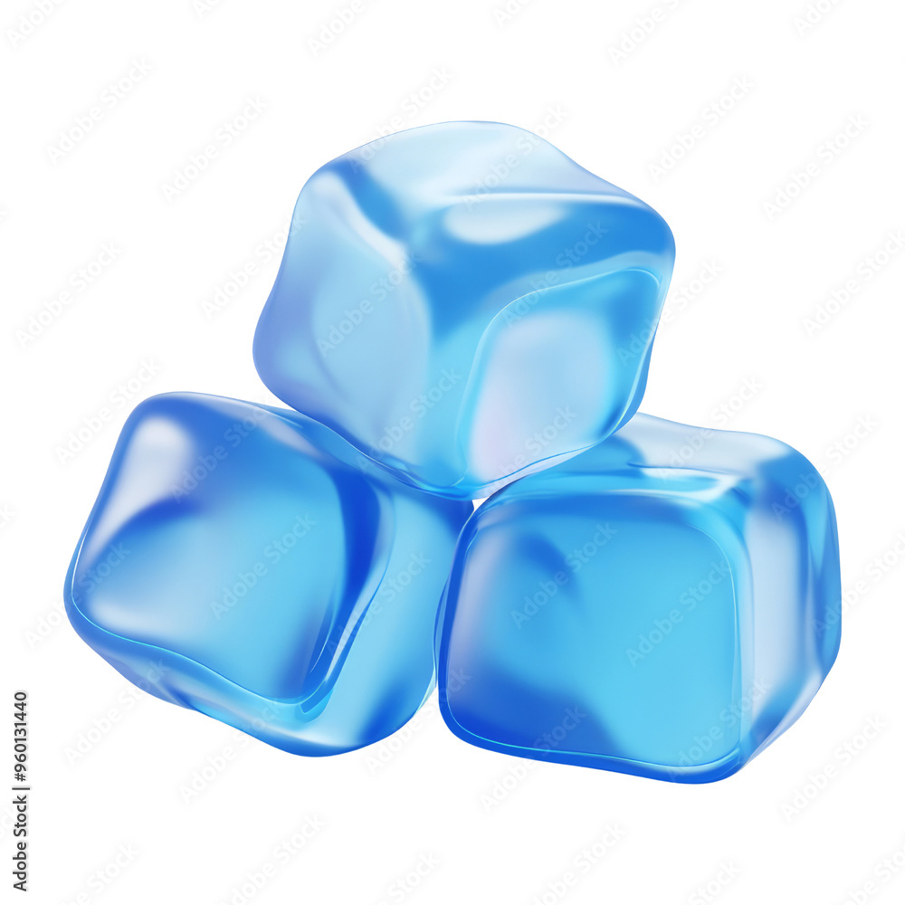 Poster three ice cube 3d render icon isolated on transparent background cutout